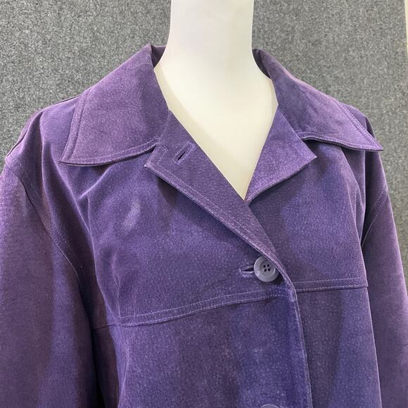 St Johns Bay Purple Suede Jacket Women’s XL Button Front Fall Winter Layering - Picture 5 of 16